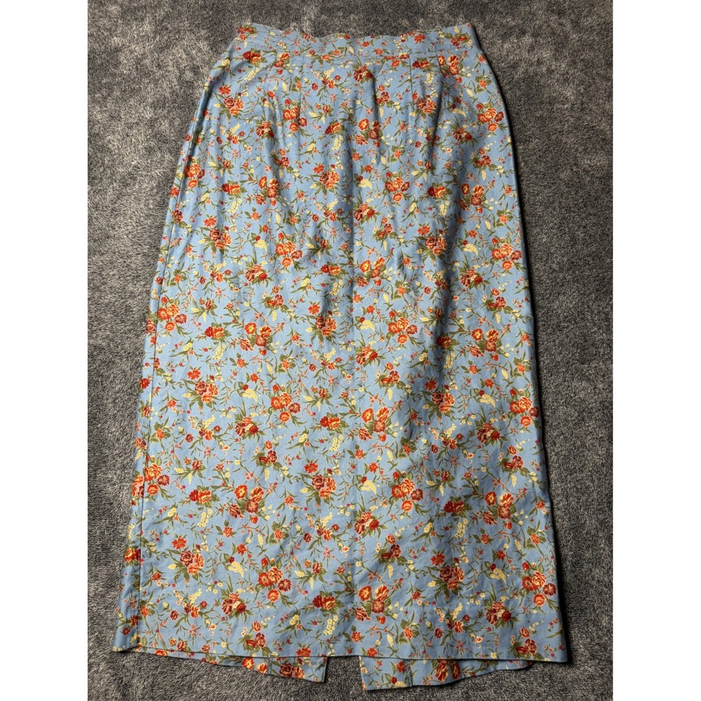 Alexander Campbell Vintage Blue Floral Cotton Maxi Skirt Size 10 Cottagecore